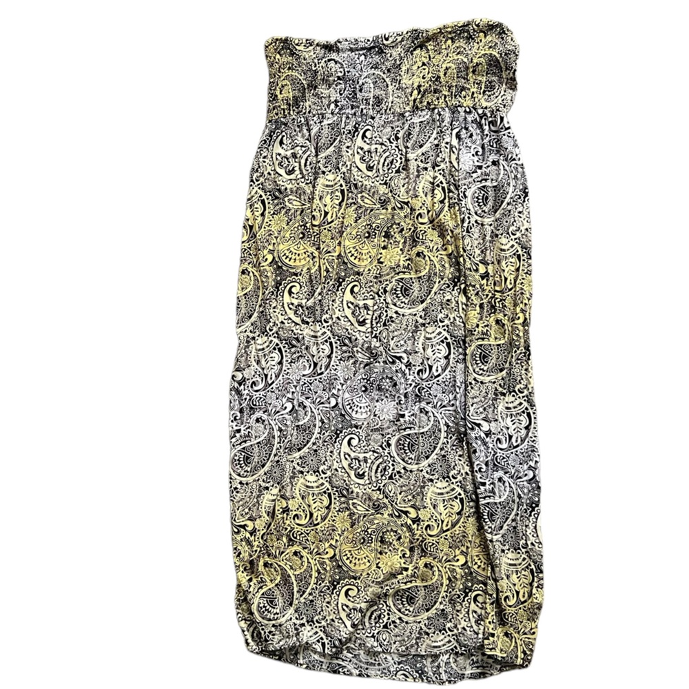 Torrid Black Yellow Paisley Smocked Front Strapless Maxi Dress Women's size 4x - Picture 2 of 11